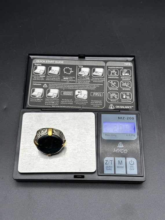 Unique Solid Silver Ring With Green Agate Carved … - image 10