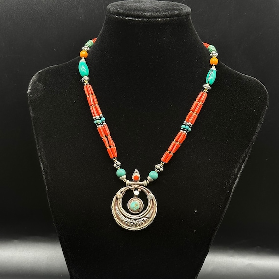 Vintage Tibetan Style Multi String Mix Beads, Tur… - image 1