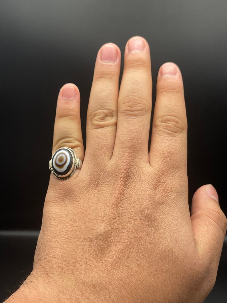 Gammal afghansk silverring med gammal sulemani aqeeq agat, gammal handgjord afghansk ring bild 5