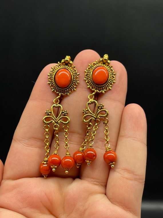 2Pair Tibetan Gold Enamel Pink Flower Round Earrings Pendant SSG3053 | eBay