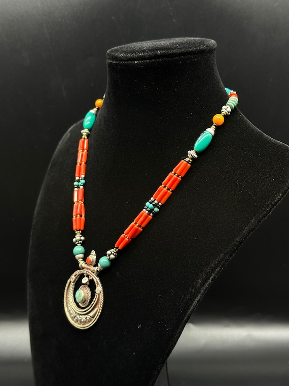 Vintage Tibetan Style Multi String Mix Beads, Tur… - image 2