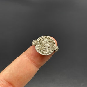 Moneda antigua de INDO-GRIEGO Philoxenos 00-95 BC, Anillo de moneda de plata, Anillo unisex