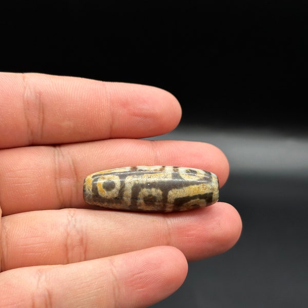 Collectible Old Ancient Rare Tibetan 9 Eye Dzi Beads, Very Unique Pattern Dzi Beads