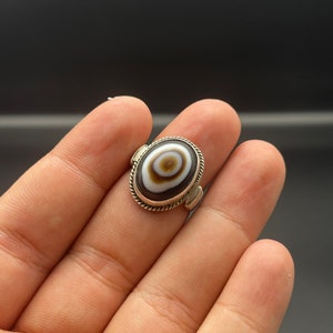 Gammal afghansk silverring med gammal sulemani aqeeq agat, gammal handgjord afghansk ring bild 1