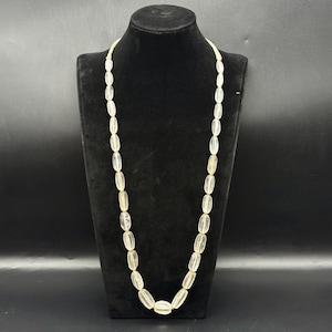Antique Afghani Rock Crystal Mala Necklace with Brass Beads, Tribal Ethnic Jewellery