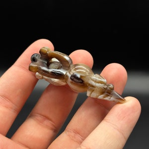 Rare Old Tibetan Buddhism Phurba Carved On Suleimani Aqeeq Agate Bead Pendant