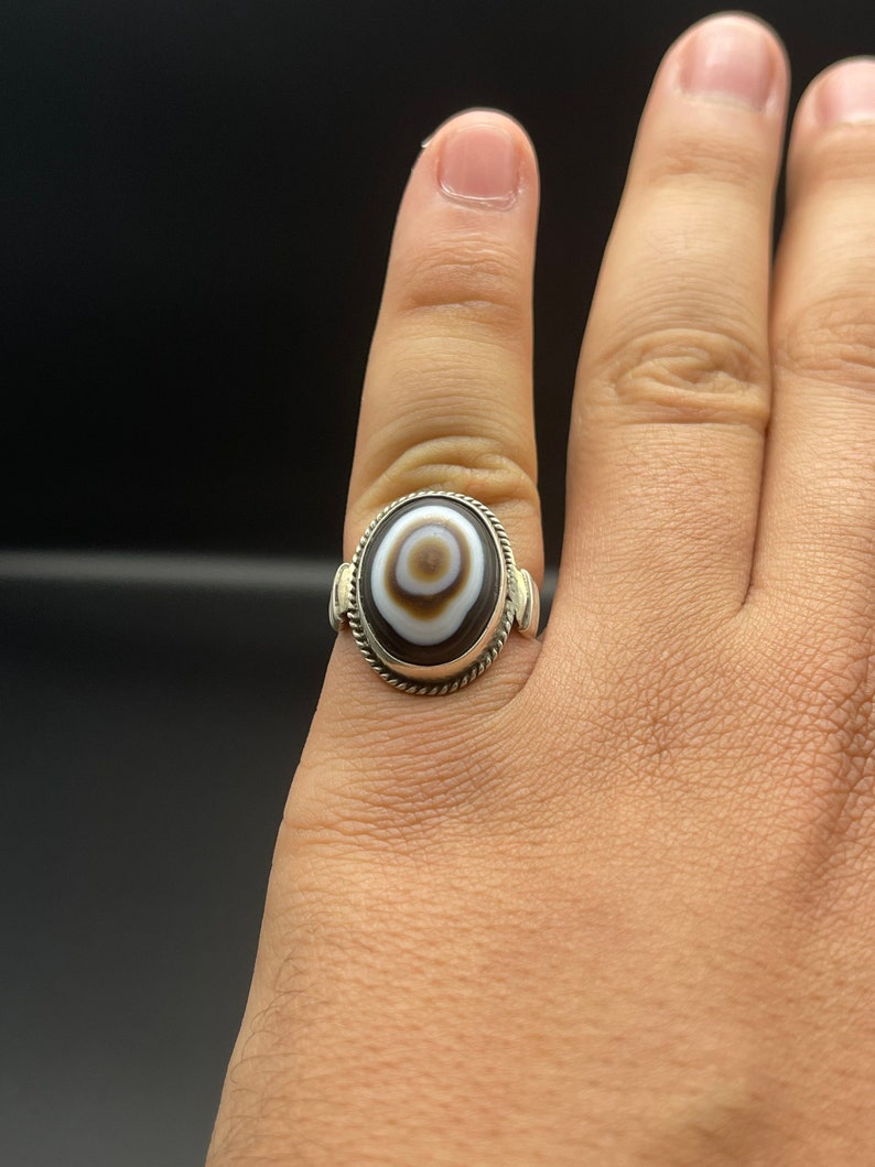 Gammal afghansk silverring med gammal sulemani aqeeq agat, gammal handgjord afghansk ring bild 6