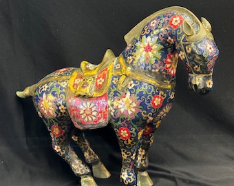 Old Antique Chinese Enamel Bronze Horse Figure Very Beautiful Top Quality Ancient Art Deco, Home Decorating