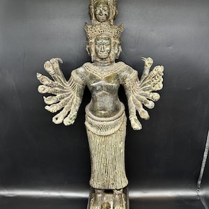 Antique Khmer Bronze Hevajra Statue – Multi-Arm Hindu-Buddhist Deity, Angkor Bayon Style, 12th–13th Century Southeast Asian Art