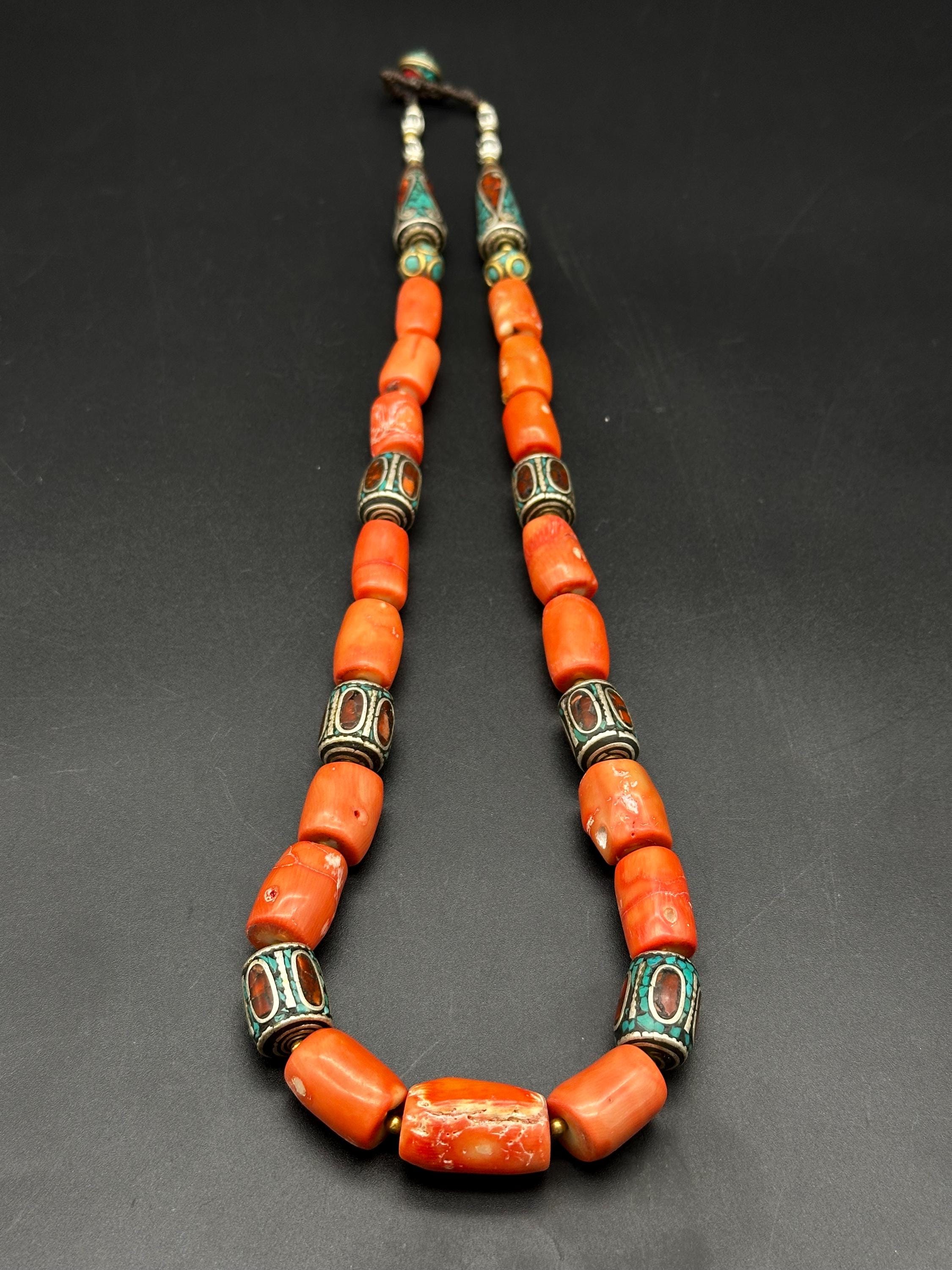 Unique Tibetan Style Natural Coral Beads Necklace With Handmade