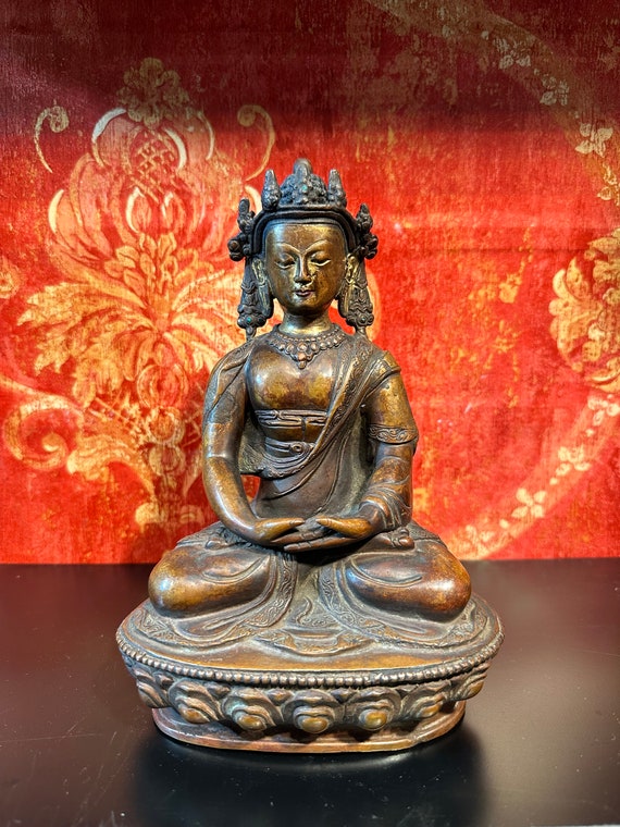 Old Ancient Tibetan High Quality Bronze Statue Buddhism Karmapa