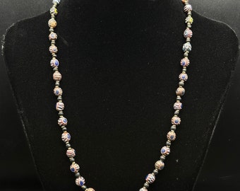 Muy hermosas antiguas pequeñas cuentas de vidrio romano bizantino negro, collar de cuentas de mosaico, cuentas antiguas