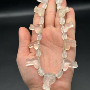 Wonderful Old Afghani Rock Crystal Necklace With Brass Beads, Ancient Crystal Beads Mala