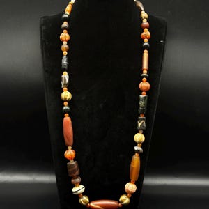 Lovely Unique Old Carnelian Necklace with Suleimani Agate Beads – Vintage Tribal Boho Gemstone Jewellery