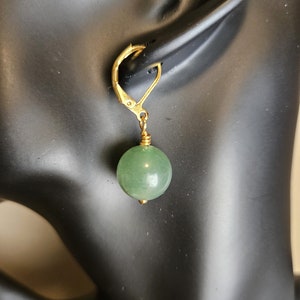 Green Aventurine and 18K Gold Plated Drop Earrings simple elegant