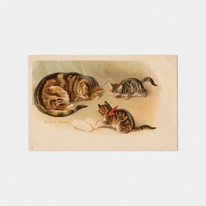 ca. 1902 Helena Maguire &quot;Baby&#39;s Boots&quot; Chromo Cat Postcard | Antique Raphael Tuck & Sons Unused Undivided Chromolithographic Post Card #1615