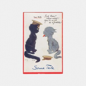 env. postale militaire britannique de la Première Guerre mondiale, 1917 "quelques histoires" de Zazzle.be Liste d'envies Vous avez des idées ? Ancienne carte postale Raphael Tuck & Sons représentant un officier chat noir et un chaton jouant au narguilé
