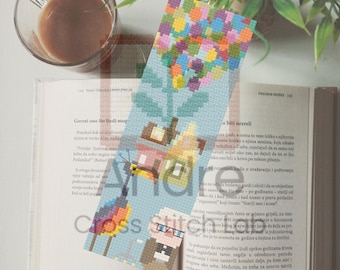 Cross Stitch Bookmark Pattern – Whimsical Baloon House – PDF Instant Download - ENG & ITA