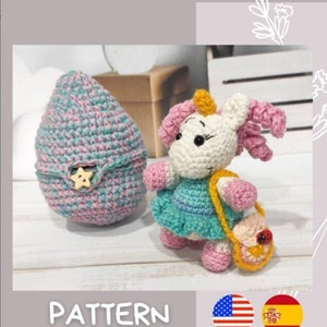 Unicorn Amigurumi Crochet Pattern. Egg Surprise Collection.  Easter Crochet Toy. Easter Decoration, in English-US and Spanish