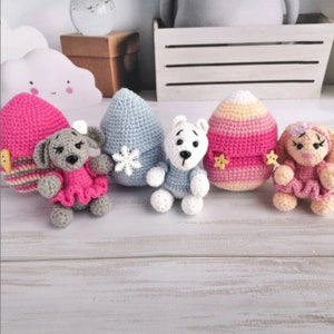 Bunny, Mouse and Bear- 3 in 1  Amigurumi Crochet Pattern. Easter Toy. Egg Surprise Collection. (Eng-US)