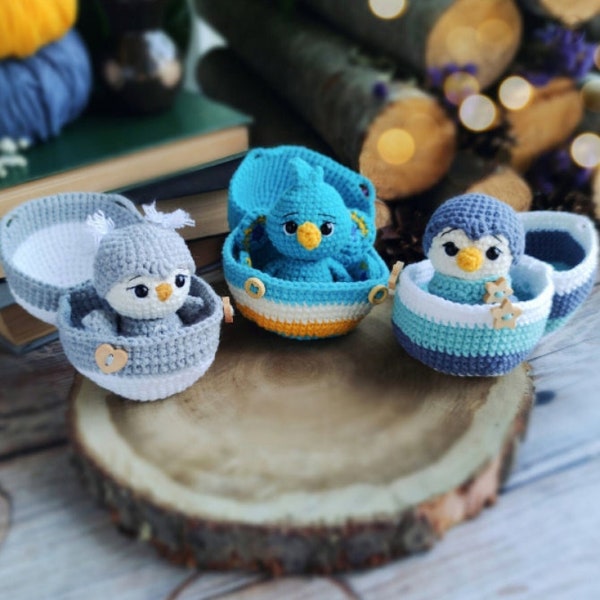 Peacock, Owl and Penguin Amigurumi Crochet Pattern. Egg Surprise Collection. Easter Crochet Toy. Easter Decoration, in Eng-US PDF