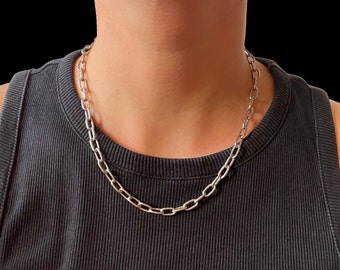 Link chain stainless steel silver Necklace Choker Techno Rave Berghain