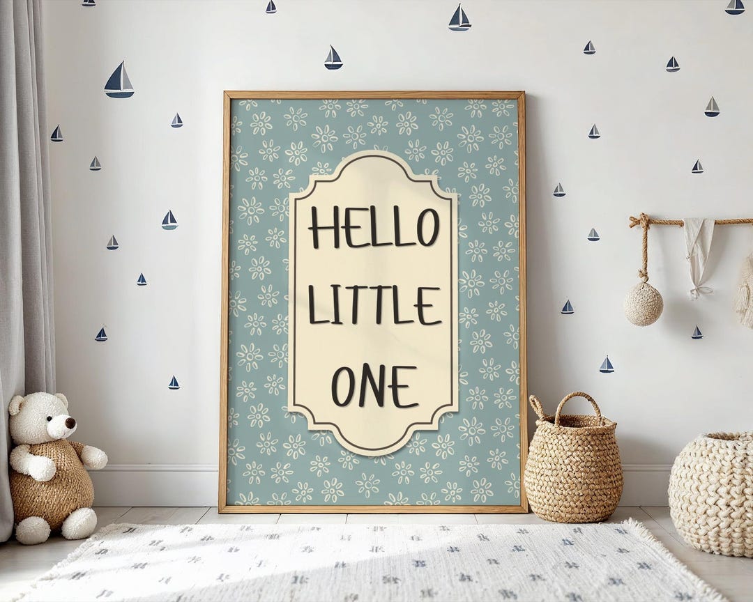 Hello Little One Nursery Wall Art Print, Baby Room Decor, Vintage ...