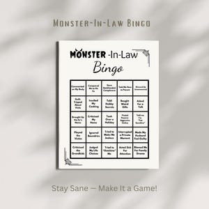 Schwiegermonster Bingo Printable | Lustiges MIL Spiel für Schwiegertöchter, Brautpartys oder Junggesellinnenabschiede | Sofort Download