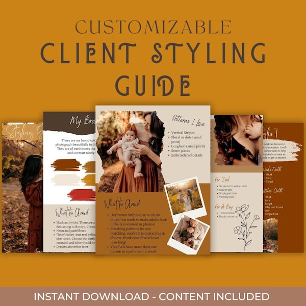 Whimsical Client Styling Guide Canva Template for Photographers, Fully Customizable