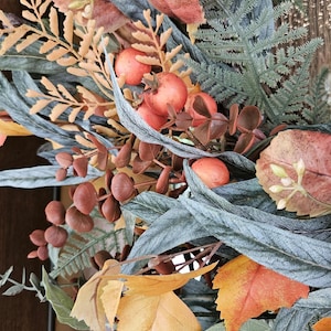 XL Fall Wreath for Front Door, Orange Fall Eucalyptus Wreath With Aspen ...