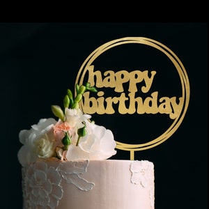 Happy Birthday Cake Topper, Custom cake topper, Acrylic Cake Topper, 30th birthday cake topper, Wooden Cake Topper, Retro Birthday Cake