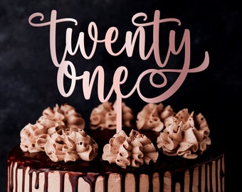 21st Birthday Cake Topper | Acrylic Cake Topper | Wooden Twenty-One Cake Topper | Happy Twenty First Birthday | Wooden Birthday Cake Topper