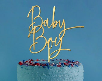 Baby Boy Cake Topper |  Baby Shower Cake Topper | Rustic Baby Shower | Gender Reveal Cake Topper | Wooden Cake Topper