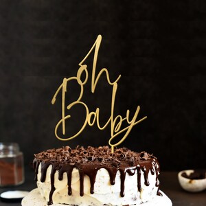 Oh Baby Cake Topper |  Baby Shower Cake Topper | Rustic Baby Shower | Gender Reveal Cake Topper | Wooden Cake Topper