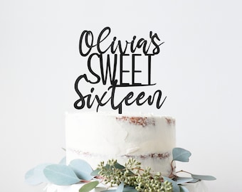 Custom Sweet Sixteen Cake Topper | Custom Acrylic Cake Topper | 16th birthday cake topper | Wooden Cake Topper | Wooden Birthday Cake Topper