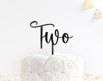 Second Birthday Cake Topper | Acrylic Cake Topper Two | Wooden Two Cake Topper | Happy 2nd Birthday | Wooden Birthday Cake Topper