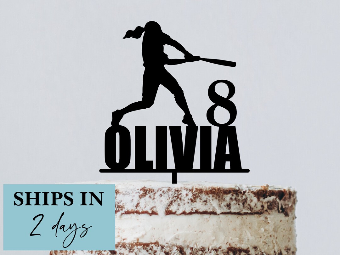 Softball Cake Topper for Softball Party, Birthday Cake Topper, Softball Decor, Custom Cake