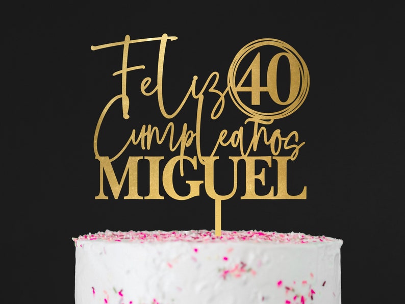 Décoration de gâteau Feliz Cumpleanos, décoration de gâteau personnalisée pour anniversaire en Espagne avec nom, décoration de gâteau 40e anniversaire, décoration de gâteau 30e anniversaire image 1