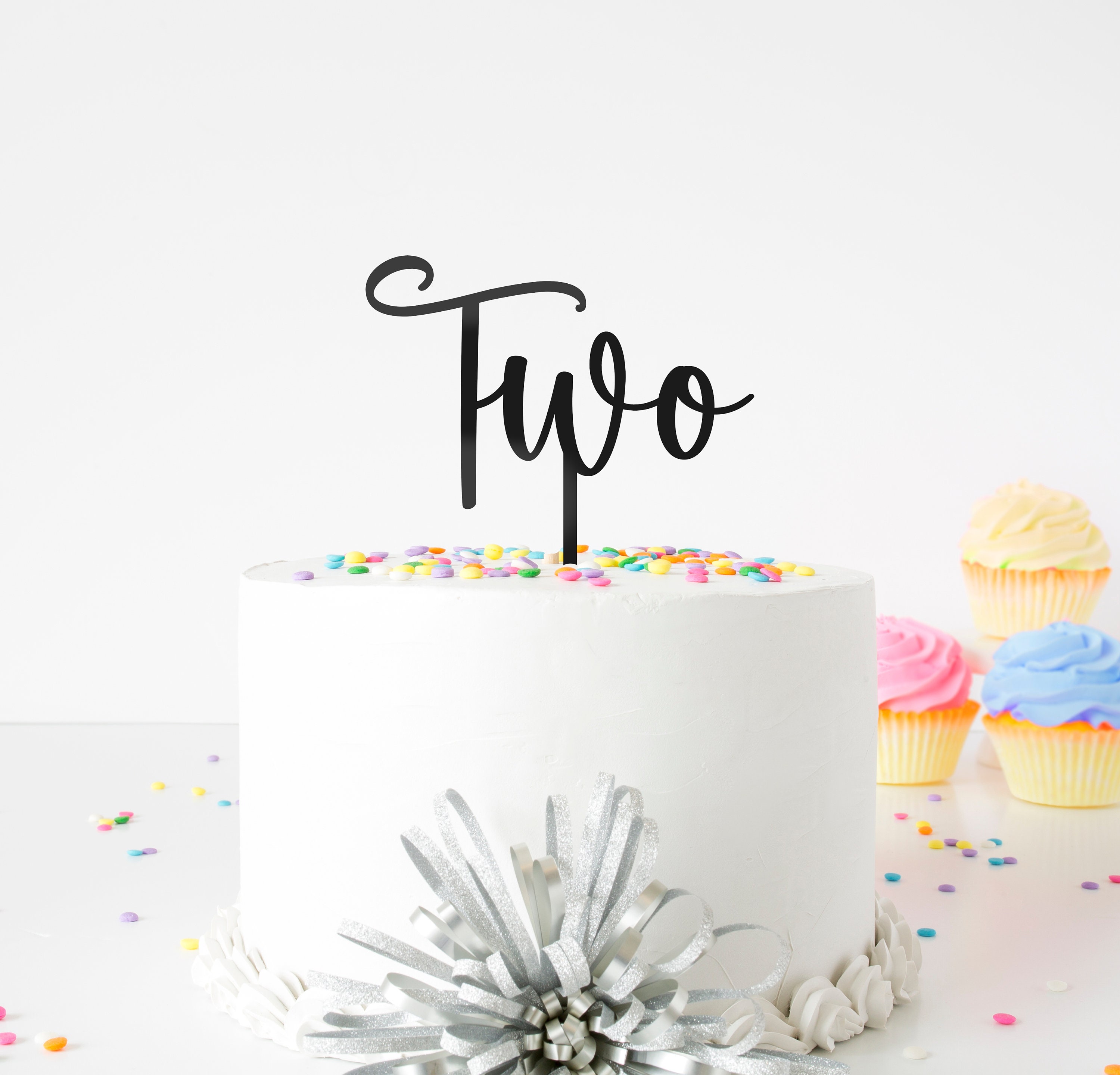 Second Birthday Cake Topper | Acrylic Cake Topper Two | Wooden Two Cake ...