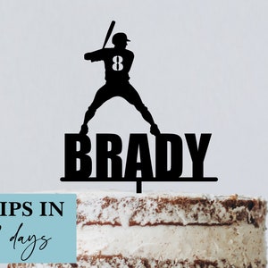 Baseball Batter Cake Topper for Baseball Party,  Softball Topper, Birthday Cake Topper, Baseball Decor,  Custom Topper, Baseball Baby Shower