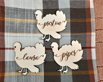 Thanksgiving Table Decor,  Thanksgiving Turkey Place Cards,  Name Settings,  Thanksgiving Decorations, Custom Place Tag Names, Fall Decor