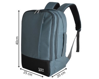 CabinFly Bellanca Ryanair Cabin Bag 40x20x25 cm Backpack Carry-on Luggage Wizzair Lauda Air Malta Buzz Blue/Black