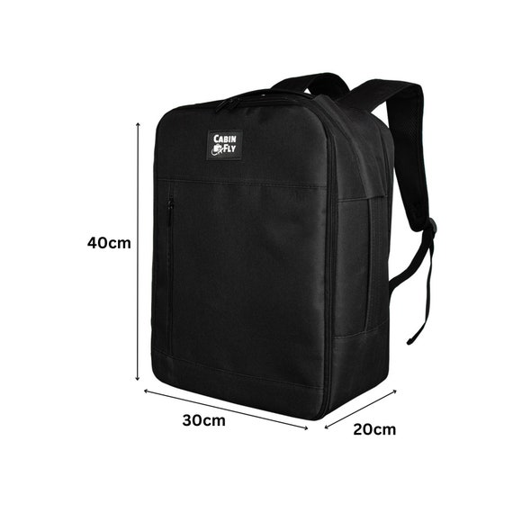 Cabinfly Pacemaker 40x30x20cm Backpack Wizzair Vueling Transavia Black  Carry-on Luggage 24 Liters 