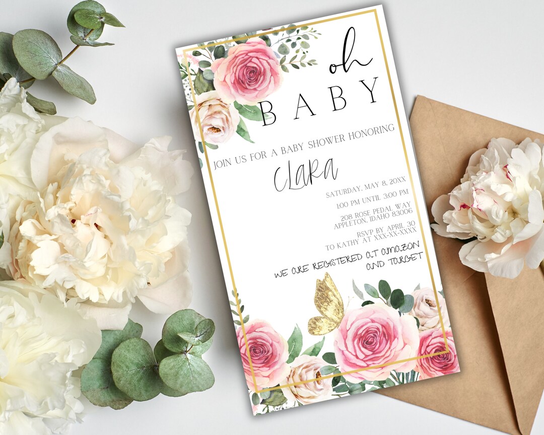 Oh Baby Digital and Printable Invitation for Baby Shower Etsy