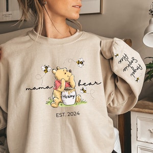 Custom Mama Bear Sweatshirt, Mama Est with Kid Name on Sleeve Sweatshirt, Personalized Mom Sweatshirt, Mothers Day Shirt, New Mom Tee