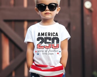 United States of America 250th Anniversary Kids Shirt - Patriotic Flag 4th of July Toddler Tee
