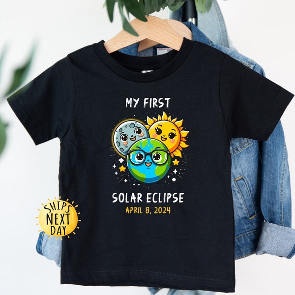 My First Total Solar, Eclipse 2024 Toddler Shirt, Solar Eclipse Gift April 8 2024, Top Cute Moon & Sun Phases My First Eclipse Kids Shirt