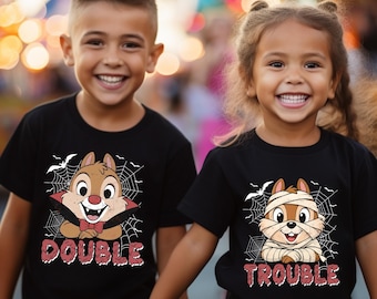 Double Trouble Toddler Halloween Shirt – Chipmunk Couples Kids Tee