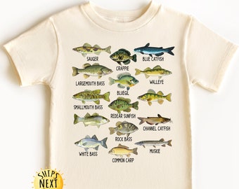 North American Fish Toddler Shirt, Fisherman Gift, Cute Fish Biologist Children Shirt, Animal Love Kids Toddler Sweatshirt, Youth Sweatshirt