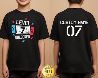 Custom Level Unlocked Birthday Gamer Shirt, Youth Birthday Gift